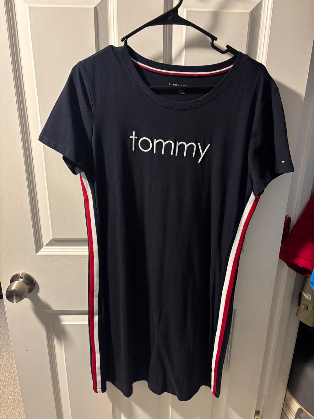 Tommy Hilfiger Navy Tee Dress with Red & White Side Stripes